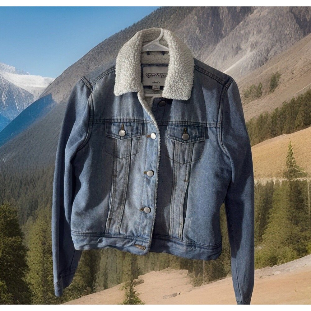 Y2K Women S‎ Reserve Fairfax Denim Jean jacket with Faux fur Sherpa Grunge Chic